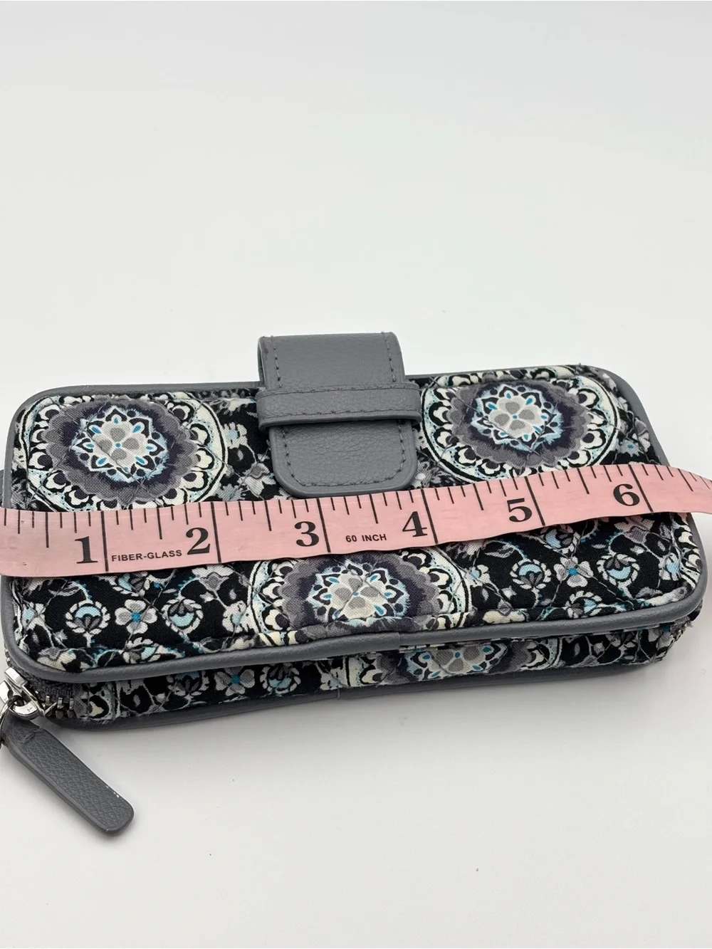 Vera Bradley Gray Floral Medallion Zip Wallet - Picture 8 of 10